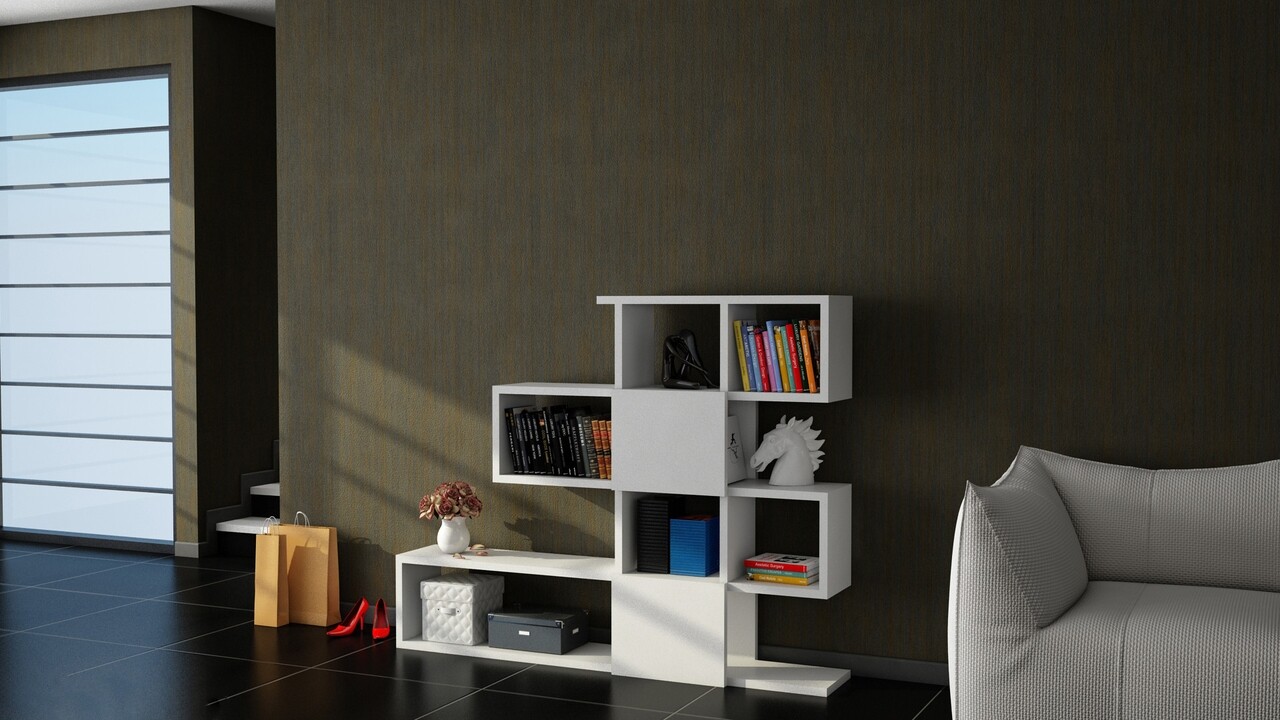 Biblioteca Karlin, Moblert, 120x19.5x109 cm, alb - imagine 6